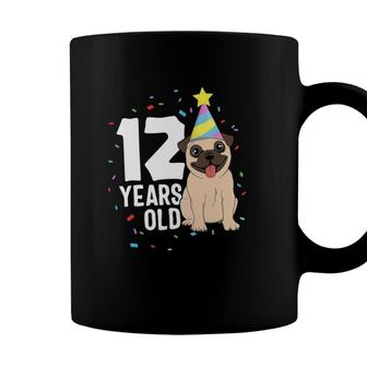 12 Years Old Birthday Pug Dog Lover Party 12Th Birthday Kid Coffee Mug - Seseable