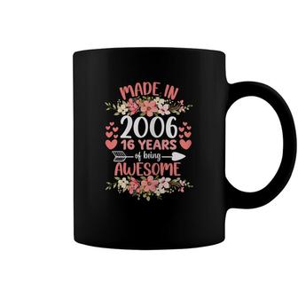 16 Years Old 16Th Birthday Born In 2006 Women Girls Floral Coffee Mug - Seseable
