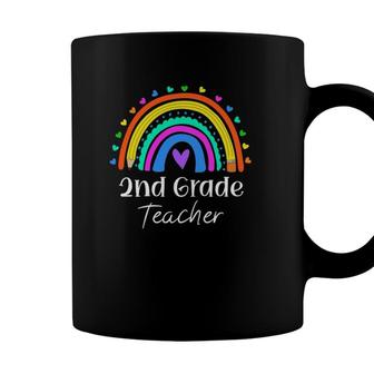 2Nd Grade Teacher Rainbow Heart Second Grade Back To School Coffee Mug - Seseable