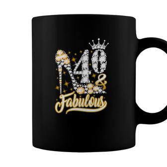 40 & Fabulous 40 Years Old 40Th Birthday Diamond Crown Shoes Coffee Mug - Seseable