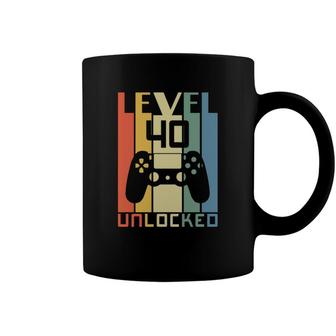 40 Happy Birthday 40Th Level Unlock Birthday Retro Coffee Mug - Seseable