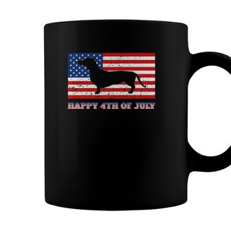 4Th Of July Dachshund Sausage Dog American Flag Coffee Mug - Seseable