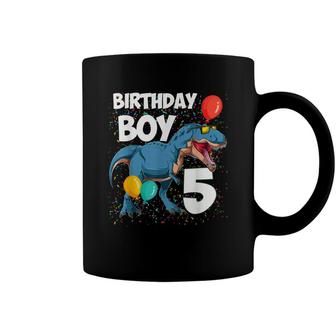 5Th Birthday Boy 5 Years Old Dinosaur Saurus T Rex Lover Kid Coffee Mug - Seseable