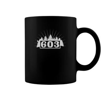 603 In The Trees New Hampshire Area Code Hooded Coffee Mug | Mazezy