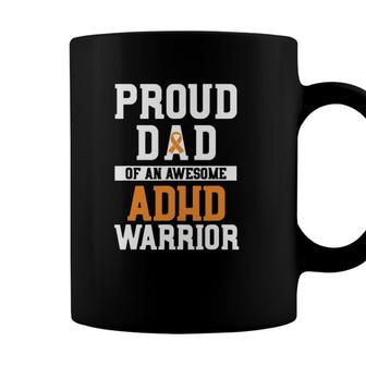 Adhd Dad Warrior Orange Ribbon Adhd Mental Health Awareness Coffee Mug - Seseable