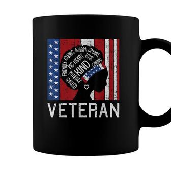 Afro Woman American Flag Veteran Patriotic Military Wife Coffee Mug - Seseable