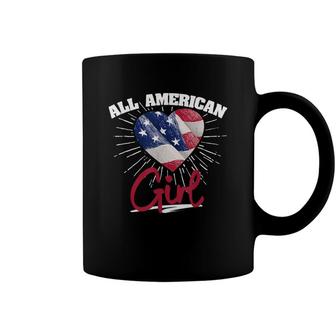 America Flag Patriots Labor Day All American Girl Heart Coffee Mug - Seseable