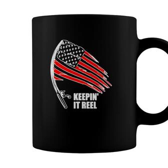 American Flag Fishing Keepin It Reel Coffee Mug - Seseable