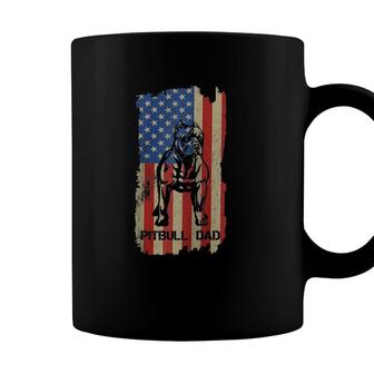 American Flag Pitbull Dad Cool Dog Daddy Patriot 4Th July Raglan Baseball Tee Coffee Mug - Seseable