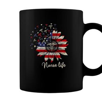American Flag Sunflower Nurse Life Independence Day July 4Th Coffee Mug - Seseable