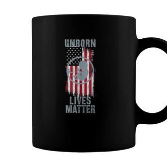 American Flag Unborn Lives Matter Pro-Life Fetus Coffee Mug - Seseable