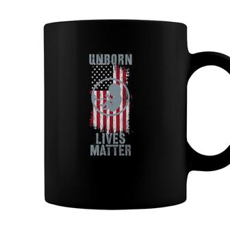 American Flag Unborn Lives Matter Pro-Life Fetus Coffee Mug - Seseable
