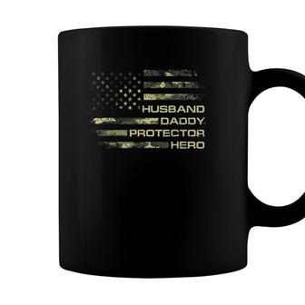 American Husband Daddy Protector Hero Army Fathers Day Coffee Mug - Seseable