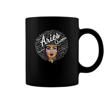 Aries Queen Gift For Black Women Born In March April Aries Coffee Mug | Mazezy