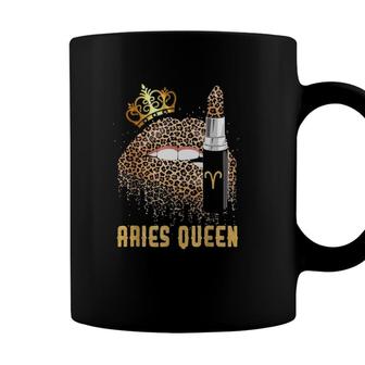 Aries Queen Leopard Lips Aries For Women Girl Kids Coffee Mug - Seseable