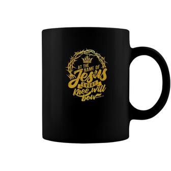 At The Name Of Jesus Every Knee Will Bow Bible Verse Tee Coffee Mug - Monsterry