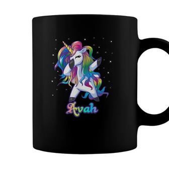 Avah Name Personalized Custom Rainbow Unicorn Dabbing Coffee Mug - Seseable
