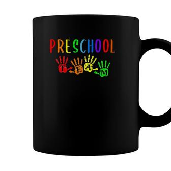 Back To School Preschool Teacher Student Team Handprints Coffee Mug - Seseable