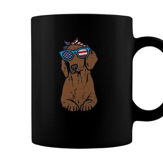 Bandana Dachshund Wiener American Usa 4Th Of July Fourth Dog Coffee Mug - Seseable