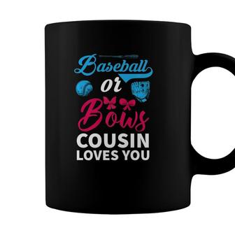 Baseball Or Bows Cousin Loves You Gender Reveal Party Baby Coffee Mug | Seseable CA