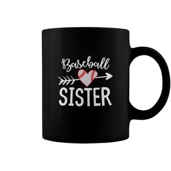 Baseball Sister White Ball Heart Gift Idea Coffee Mug - Seseable