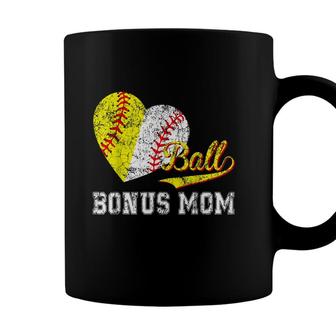 Baseball Softball Ball Heart Bonus Mom Mothers Day Coffee Mug - Seseable