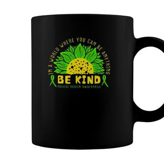 Be Kind Green Ribbon Sunflower Mental Health Awareness Coffee Mug - Seseable