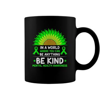 Be Kind Green Ribbon Sunflower Mental Health Awareness Coffee Mug - Seseable