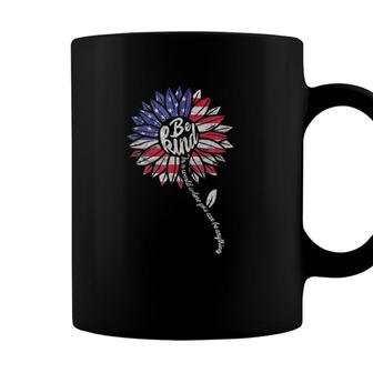 Be Kind Sunflower American Flag 4Th Of July Patriotic Usa Coffee Mug - Seseable