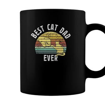 Best Cat Dad Ever Fathers Day Retro Sun Cats Lovers Coffee Mug - Seseable