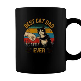 Best Cat Dad Ever Paw Fist Bump Fit Vintage Retro Gift Daddy Coffee Mug - Seseable