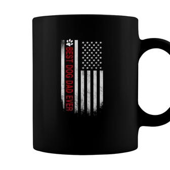 Best Dog Dad Ever American Flag Gift For Best Father Dog Paw Coffee Mug - Seseable