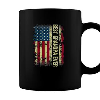Best Grandpa Ever Vintage American Flag Gift Fathers Day Tee Coffee Mug - Seseable