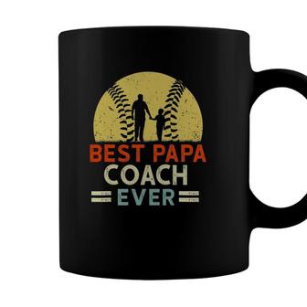 Best Papa Coach Ever Retro Baseball Softball Dad Fathers Day Coffee Mug - Seseable