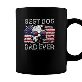Best Pitbull Dog Dad Ever American Flag 4Th Of July Vintage Coffee Mug - Seseable