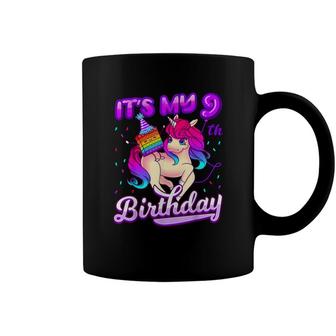 Birthday Girl Pop It Unicorn For 9Th Birthday Fidget Toy Coffee Mug - Seseable