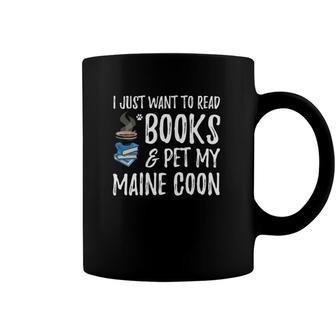 Books And Maine Coon Funny Cat Mom Or Cat Dad Gift Coffee Mug | Mazezy