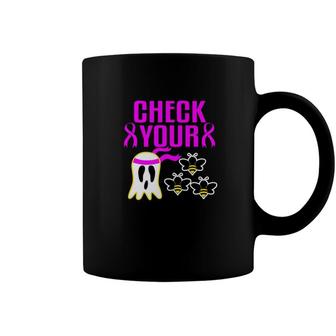 Breast Cancer Awareness Halloween Boo Bees Funny Coffee Mug - Monsterry