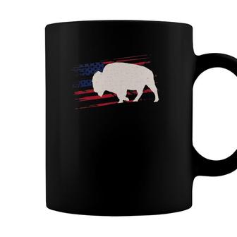 Buffalo Us American Flag Tamaraw 4Th Of July Bison Usa Gift Coffee Mug - Seseable