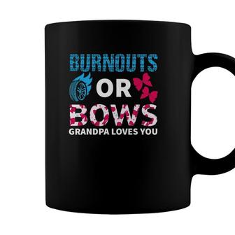 Burnouts Or Bows Grandpa Loves You Gender Reveal Party Baby Coffee Mug | Seseable CA