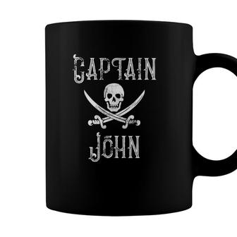 Captain John Vintage Personalized First Name Pirate Gift Coffee Mug - Seseable