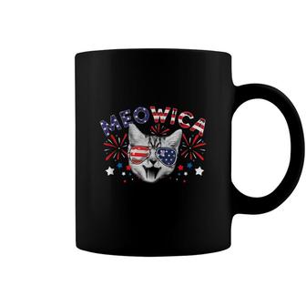 Cat 4Th Of July American Flag Meowica Patriotic Cat Lover Coffee Mug - Seseable