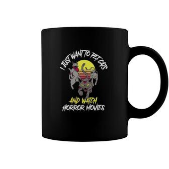 Cats And Horror Movies Funny Horror Movies Gift Classic Coffee Mug | Mazezy