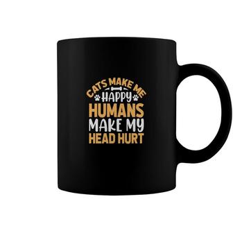 Cats Make Me Happy Humans Make My Head Hurt Yellow Coffee Mug - Seseable