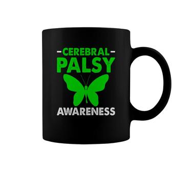 Cerebral Palsy Awareness Palsy Related Green Ribbon Butterfly Coffee Mug - Seseable
