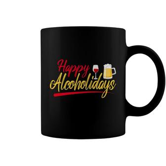 Christmas Happy Alcoholidays Tees Alcohol Wine Beer Coffee Mug - Monsterry UK