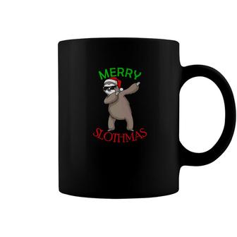 Christmas Sloth Merry Slothmas Dabbing Sloth Santa Coffee Mug - Monsterry