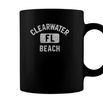 Clearwater Beach Fl Florida Gym Style Distressed White Print Coffee Mug - Seseable