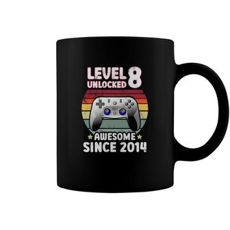 Congratuations Level 8 Unlocked Awesome Since 2014 And 8Th Birthday Coffee Mug - Seseable