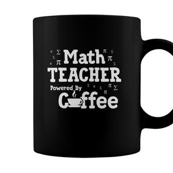 Cool Quote Math Teacher Powered By Coffee Coffee Mug - Seseable